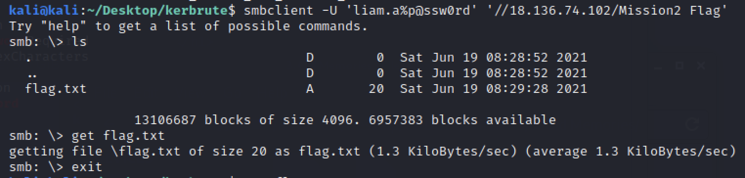 We can then login and pull flag.txt through smbclient
